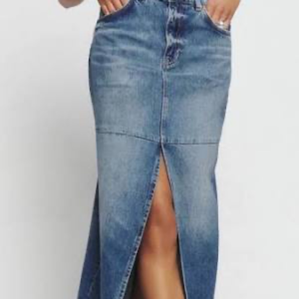Reformation Blue Denim Maxi Skirt